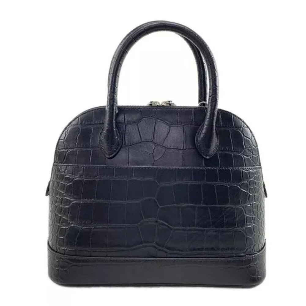 100% Auth BALENCIAGA Ville Top Handle S Black White Leather Handbag 859-113024 - Picture 2 of 14